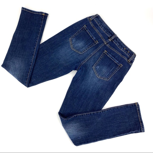 Cabi Clothing Authentic High Straight Dark Wash Distressed Jeans, #3561, 2 - Picture 2 of 16